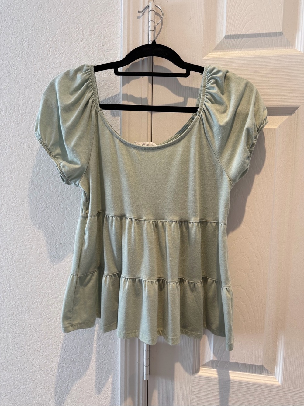 Pink Rose Sage Green Tiered Puff Sleeve Tunic 
*YOU GET BOTH COLORS SHOWN*